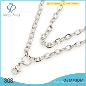 Silver lobster clasp link chain, 316l living memory lockets pendant chain necklace